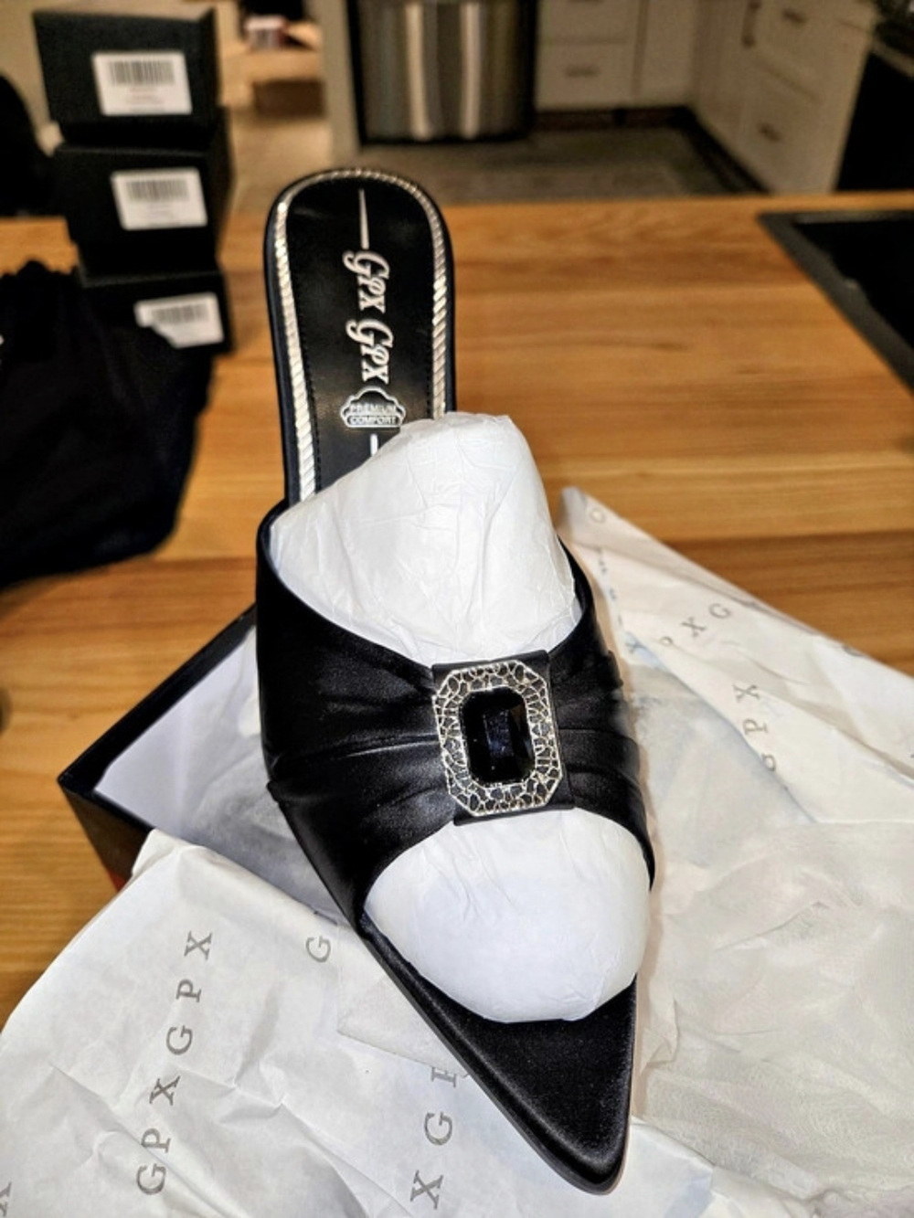 GPXGPX Pointed Toe Buckle Heels in Black & White Like New